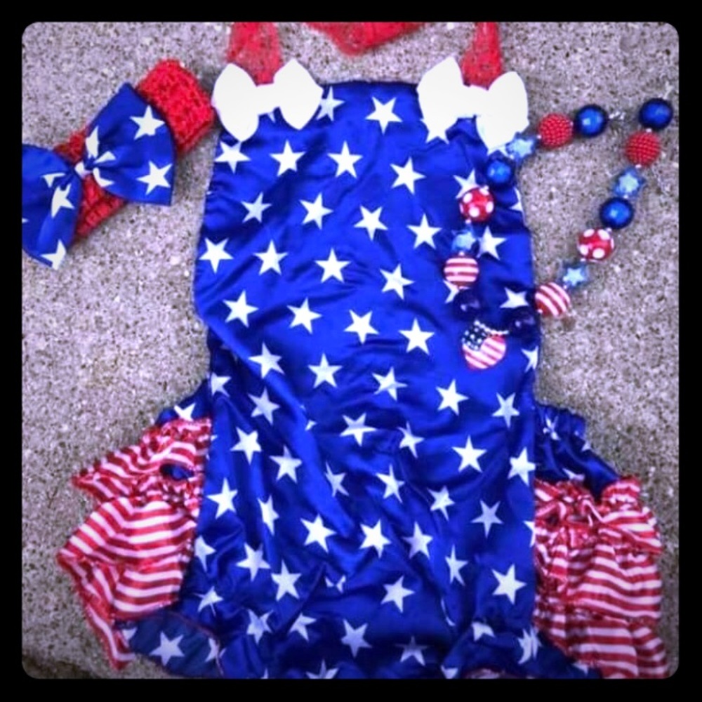 Girl’s Fourth Of July romper outfit
